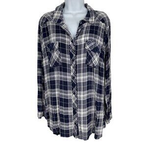 Torrid Plaid Button Down Roll Tab Long Sleeve Camp Shirt Women's Size 3X
